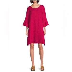 NWT Bryn Walker Size S Phryne Light 3/4 Ruffled Bell Sleeve Linen Shift Dress